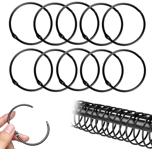 JASFLY 40 Stück Gardinenringe,Gardinenringe zum öffnen mit 50mm Innendurchmesser,Vorhangringe Metall,Vorhangringe Geeignet für Vorhänge,Duschvorhänge und Bettvorhänge (Schwarz)