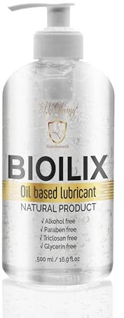 MyGlamy Bioilix Gleitgel Gleitmittel Gleitöl für Intimbereich -ohne Parabene Wasser Glyzerin- für Sex 250ml Naturprodukt Naturöl natürlich Vitaminen A D E K Omega-3