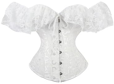 Felcia Damen-Korsett mit Schnürung, Blumendruck, Vintage-Stil, Unterbrustkorsett, Frontverschluss, Bustier, Taillenmieder, Body Shaper, H-weiß, S