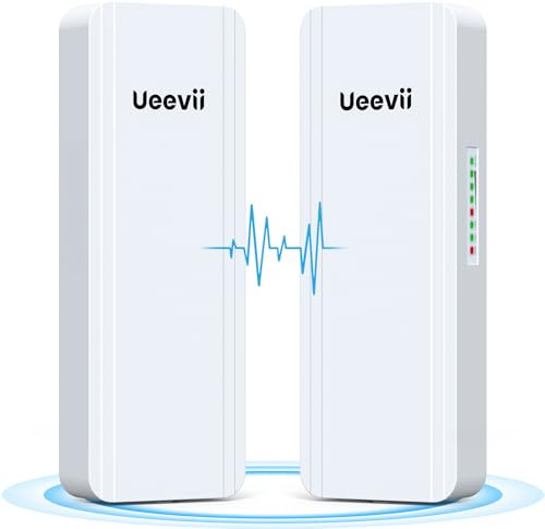 2,4 G & 5 G Dual Band Wireless Bridge, IP65 Outdoor Point to Point WiFi Bridge CPE mit 2 1000Mbps RJ45 Ports, 16dBi High-Gain Antenne, 5 km lange Reichweite, 24 V PoE Power, für Scheunengeschäft,