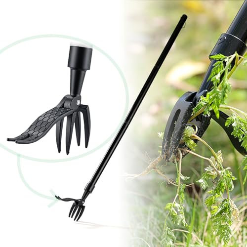 MBBTAG Desherbeur Manuel, Mauvaise Herbe Outil, Assemblage en Trois étapes, arrache Mauvaise Herbe, desherbeur Pissenlit, Désherbage précis, Convient pour pelouse/Jardin/Ferme/terrasse(Noir)