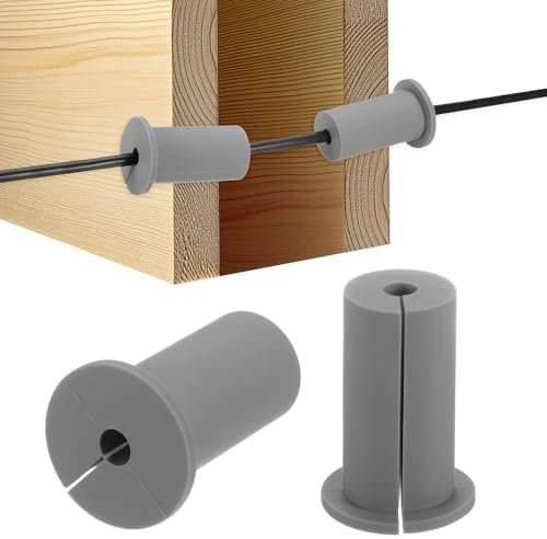 M METERXITY 2-Pz Kit Instradamento Cavi, per Foro a Parete da 1 Pollice Passacavo Silicone, Passacavo a Parete, Boccola Copertura Foro a Parete per Cavo Ethernet [Lunghezza 52mm, Grigio]