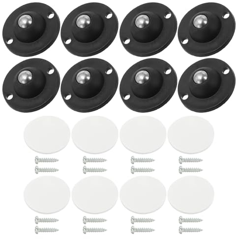 PATIKIL 35 mm Self Adhesive Paste Caster Wheels for Appliance, 8 Set Mini Swivel Wheels with Stainless Steel Ball Load Capacity 4.4LBS Per Wheel for Stand Mixer Air Fryer, Black