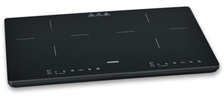 SEVERIN Placa de inducción doble, vitrocerámica, 10 niveles de potencia, pantalla táctil con función de temporizador, señal acústica y desconexión automática, 3.400 vatios, negro/cristal, DK 1033