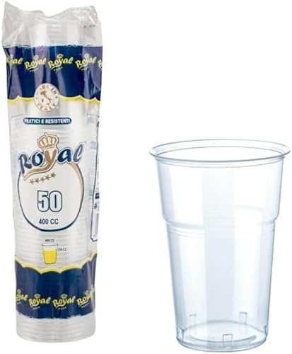 Generico 300 Bicchieri Plastica Rigida 400 ml Tacca 330ml 6 confezioni da 50 pz resistenza superiore e durata prolungata festa party birra bevande