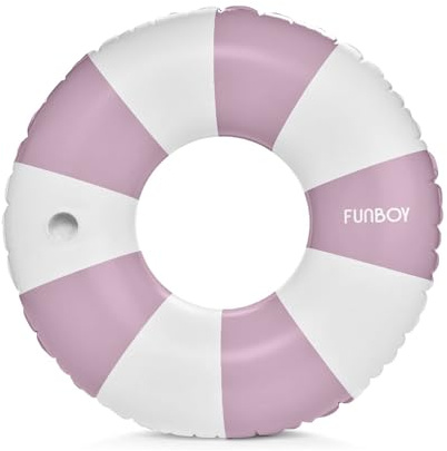 FUNBOY Giant Vintage Stripe Inflatable Tube Pool Float with Cup Holder 48 Large Pool Float for Adults Inner Tube Swimming Pool Toys Swim Rings Pool Lounger Float for Pool Party & Summer