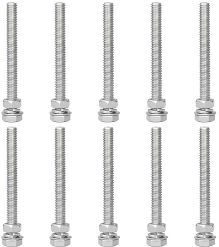 10 Sets of Stainless Steel Nuts & Bolts – Hex Machine Bolt with Washer (M8 x 80mm)