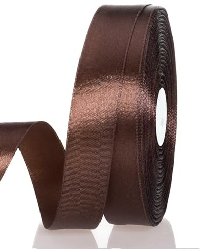 Satinband Braun 15 mm Breit Schleifenband, 91 Meters Geschenkband Stoffband Satin Dekoband Seidenband zum Basteln, Geschenkverpackung, Kunsthandwerk, Geburtstag Hochzeit Taufe Weihnachten Dekoration
