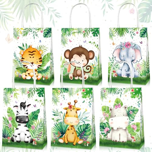 12 pièces sacs à surprises jungle animaux safari fête bébé sauvage | 12 pièces sacs à surprises jungle animaux safari fête bébé sauvage bonbons cadeaux douche anniversaire favoris