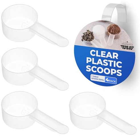 4 Pack Tablespoon Measuring Spoon Set - Coffee Measuring Scoop Plastic 1 Tablespoon (15 ML) Coffee Scoop for Ground Coffee, Small Scoops for Food, Canisters, Tea, Protein, Dry Goods Tbsp Mini Scooper