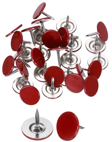 sourcing map Reißzwecken, rund, flacher Kopf, dekorative Reißzwecken, Polsternägel für Korktafel, Bürowandaufhängungen, Rot, 30 Stück