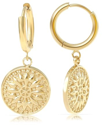 Tillverkad av Nami-set, örhängen, hängande med solhänge i guld eller silver, uttalande örhängen av chirugiskt rostfritt stål, boho-smycken, kvinnor, allergivänliga vattentäta smycken, Hängend