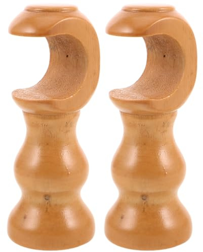 HOODANCOS Soporte Barra Cortina Madera, Soportes de Madera para Barras de Cortina, 2piezas, Estilo Clásico Romano, para Dormitorio y Decoración del Hogar