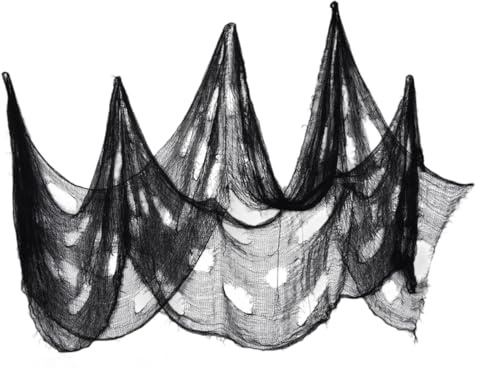 KQOZG 6 x 1,50M Tessuto Decorativo Halloween Telo Spaventoso Grande Decorazione Horror per Interni ed Esterni Gothic Party Tavolo Porte Tenda (1,50M) (Nero)