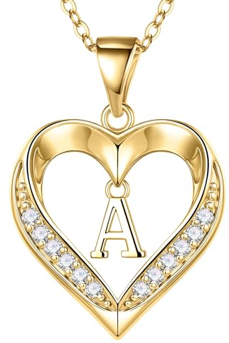Turandoss Kette mit Buchstaben Geschenke für Frauen - Kette Gold Buchstaben A Zarte 14K Gold Vergoldete Personalisierte Geschenke für Frauen Freundin Schmuck