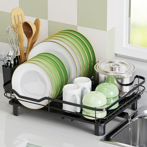 Rottogoon Dish Drainer Rack - Space Saving Dish Rack for Kitchen Counter