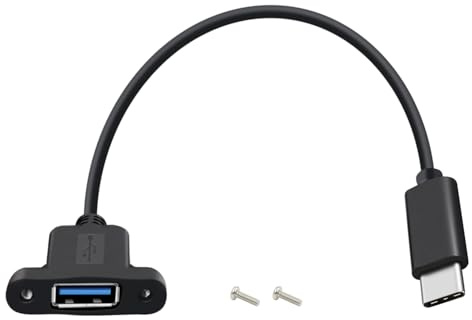 HuaLiSiJi Adaptador USB a Tipo C 3.0 Cable OTG con Montaje Panel 10Gbps Cable OTG Tipo C Macho a USB Hembra para Teléfono Móvil, Tabletas, Memoria Flash (Negro, 0.3 m)