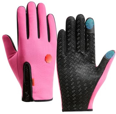 DAFNE fahrradhandschuhe herren winter Laufhandschuhe & Fahrradhandschuhe Skihandschuhe Herren Damen Winterhandschuhe Gloves Touchscreen Wasserdicht Winddicht Handschuhe (Rosenrot, M)