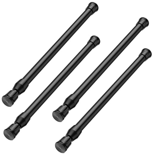 4 stycken gardinstänger utan borrning, teleskopstång för klämning, klämstång för gardiner, gardinstång, klämstång, för gardiner, skåp, kök, svart, 30–50 cm (diameter 13 mm)