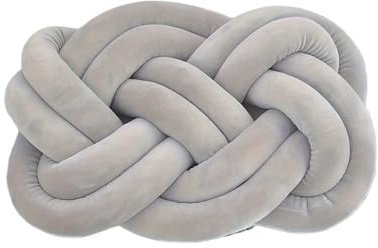 MRVAKDYDI Cuscino Knot Ball, Cuscino Annodato Tessuto a Mano Multicolore 35x45 cm(Grey)
