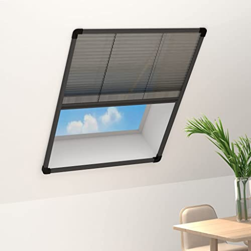 Moustiquaire Enroulable Alu pour Fenêtre de Toit, Store pour Fenêtre de Toit Plissée Aluminium Anthracite 80x100cm