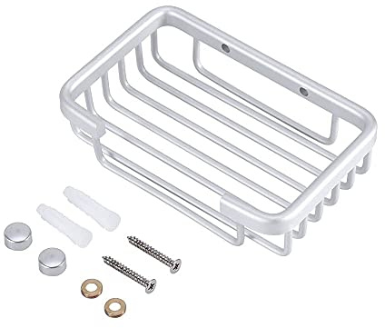 Yosoo Seifenhalter, Seifenschale zur Wandmontage Aufbewahrungskorb Seifenablage aus Aluminium für Badezimmer Duschen - ca. 128 x 88 x 30 mm
