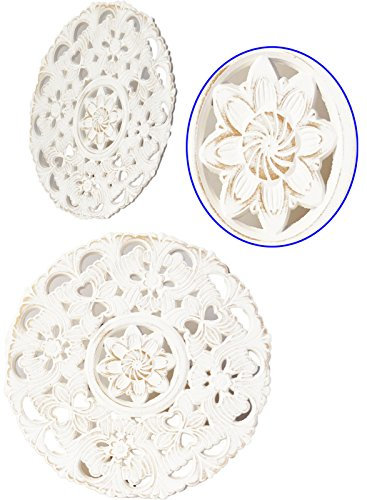 Finestra Decorativo rotondo bianco legno lavagna ornamento stile country shabby chic legno nuovo