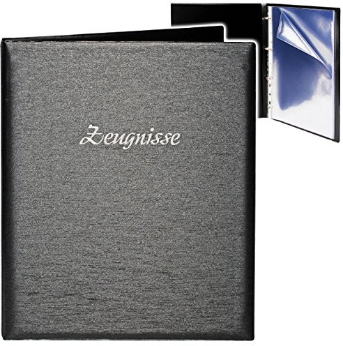 alles-meine.de GmbH A4 - Ringbuch/Zeugnisringbuch - Zeugnisse 3D Metallic Effekt - schwarz/anthrazit - Erweiterbar für Einsteckseiten + Einlagen - A 4 - Zeugnismapp..