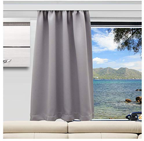Wohnmobil-Gardine Mattis grau | Maßgefertigter Verdunklungs-Vorhang mit Reihband | Hochwertiger Dekoschal für Caravan & Wohnwagen | Blickdichter Sichtschutz Höhe 40-80 cm x Breite 70–140 cm