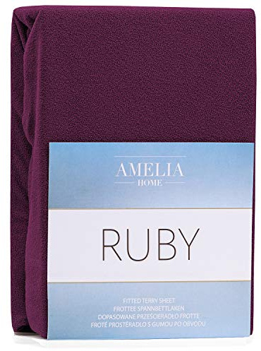 AmeliaHome Lenzuolo con Angoli Elasticizzati, in Spugna, Cotone, Colore e Dimensioni a Scelta, Cotone, Prugna, 200x200-200x220 cm