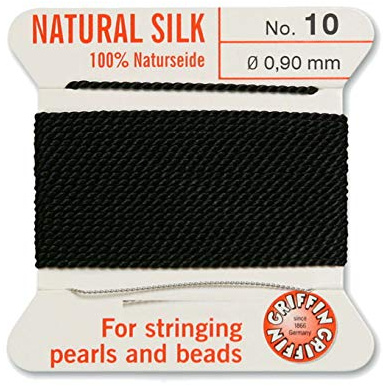 Creative-Beads Perlenfaden, Schnur, Perlseide zum auffädeln 2m lang mit flexiblem Drahtende als Fädelnadel Stärke 0,90mm schwarz