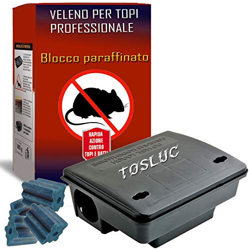 Trappola per Topi Grandi con Veleno per Topi Professionale Incluso, New 2024, 300gr Veleno Potentissimo, Grande Box Esche da Interno ed Esterno, Trappole Cattura Topi, Topicida No Elettrica, Ratti