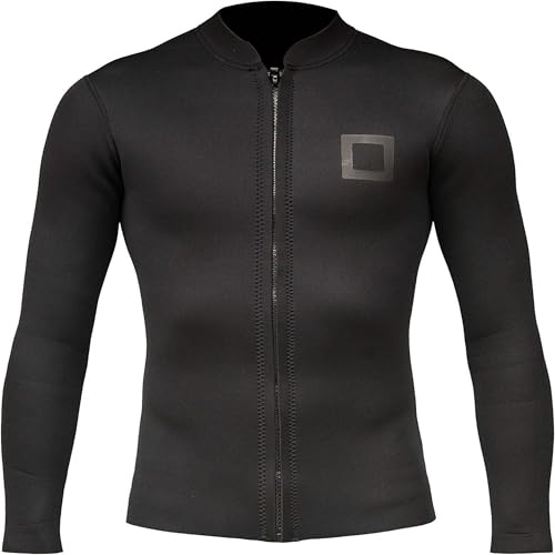 Surf Squared Men's Wetsuit Top Jacket 2mm or 3mm - Neoprene Long Sleeve for Warmth & Comfort, Extended Back Flap - Ideal for Surfing, Snorkeling & Watersports - Medium - 2MM