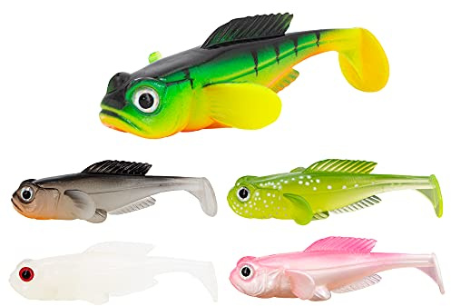 FISHN GOBYone Gummifisch Set 5-teilig – 7,6cm 9g Ultra Realistische Grundel & Mühlkoppe – Softbait Kunstköder für Barsch, Zander, Forelle & Hecht – Perfekte Grundführung, kein Umkippen