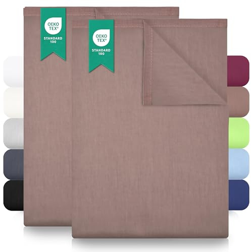 Green Mark Sábanas Clásicas –Juego de 2 sábanas Planas de 100 % algodón, sin Esquinas elásticas, Suaves para la Piel, fáciles de cuidar, Lavables a Altas temperaturas - Arena/Beige - 180x275 cm