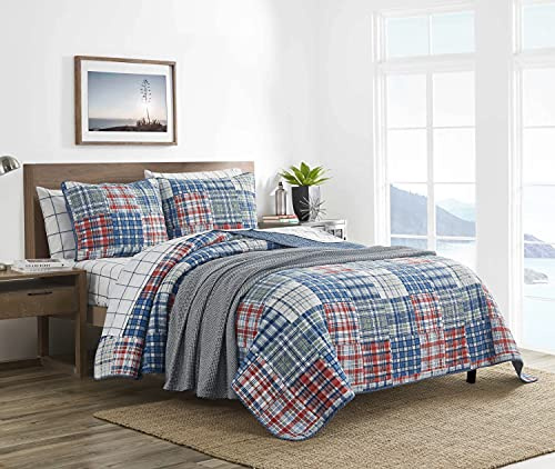 Nautica - Queen Quilt Set, Soft & Breathable Cotton Bedding with Lightweight Feel, Reversible 3 Piece Bed Set with Matching Pillowcases (Raeford Blue)