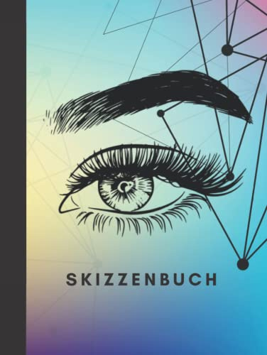 Skizzenbuch gebunden blanko: Notizbuch mit abstrakten Augen Design Groß, 8.5x11, 120 Seiten, zum Zeichnen, Taschenbuch für Frauen, Männer und Kinder