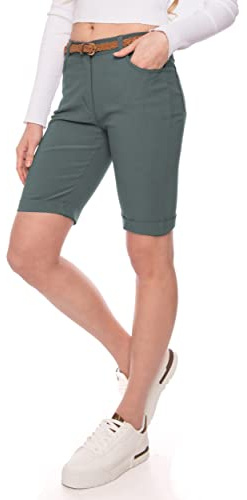Kendindza Chino Damen Kurze Bermuda-Knielang-Hose Sommer-Shorts elegant