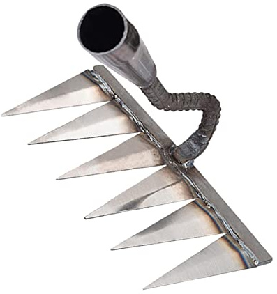 Linsition Rastrillo Metal para jardinería, deshierbe Malas Hierbas - Rastrillo Mano Acero al Carbono para escarificar, deshierbar, Cultivar, rastrillo raíz Grava