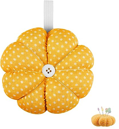 Jagowa 1 Piece Sewing Pin Cushion Pumpkin Shaped for DIY Crafts Quilting Needlework Sewing Accessories Wrist Pin Cushion (Yellow)