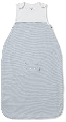 MORI Baby Clever Sleeping Bag 1.5 TOG in Blue Stripe - Breathable Cotton Unisex Toddler Two Way Zip Fitted Swaddle Blanket - One Size
