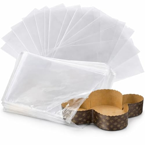 50 Buste Trasparenti Per Confezioni Alimentari in Polipropilene PP, IDEALE PER: Colomba, Panettone e Pandoro, Idonee al Contatto Alimentare, Alta Trasparenza, (50 Buste Porta Colombe, 40 x 48 cm)