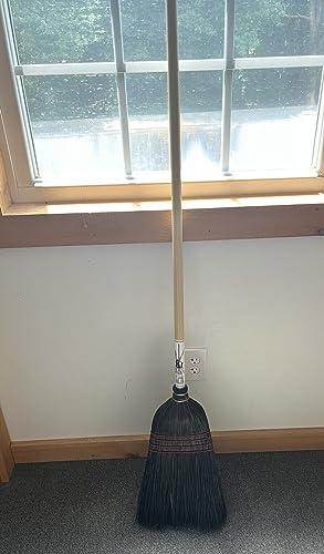 55 Natural Fiber Bristle Yucca Corn Black Parlor Broom & Wood Handle Amish Made