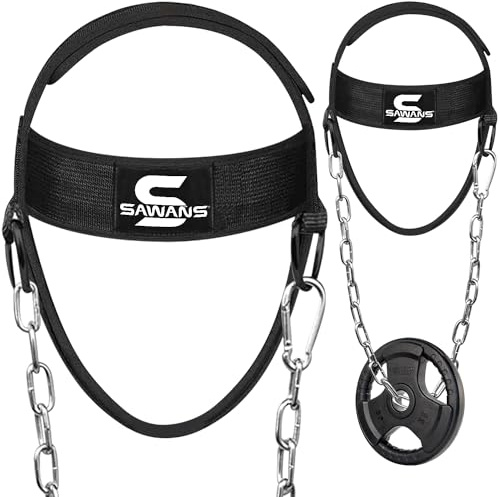 SAWANS Harnais de cou pour le sport de force, civière de cou, ceinture d'haltérophilie, entraîneur de tête pour hommes, douleurs au cou et au dos, harnais de tête réglable, fitness