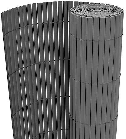 ARKEM Gartenzaun Doppelseitig PVC 90 x 500 cm Balkonabdeckung Sichtschutz Zaun Garten Sichtschutz Garten Grau