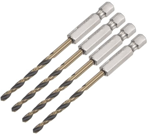QUARKZMAN 4pz Punte Trapano Elicoidali Diametro Foratura 3,5mm | con Gambo Esagonale 1/4, Lunghezza 88mm, in Acciaio ad Alta Velocità, con Attacco Esagonale