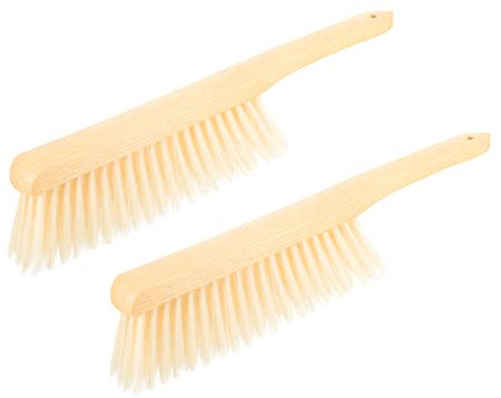 Pack Handbesen mit Holzgriff, Weiche Borsten, Khaki