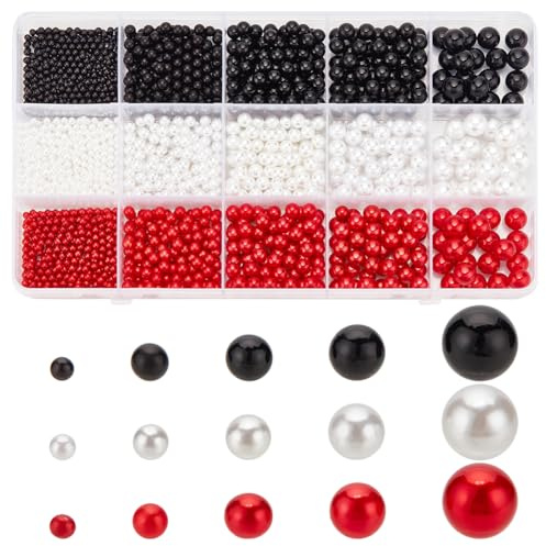 PH PandaHall 1860 Stück 5 Größen Vasenfüller Perlen 2.5/4/5/6/8 mm Acrylperlen Schwimmende Perlen Perle Ohne Loch Für Vasenfüller Partydekor Schwarz/Weiß/Rot