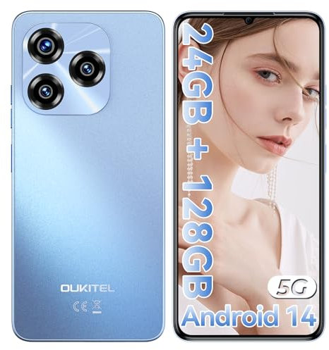 OUKITEL C50 Mobile phones 5g - Android 14 phone 24GB+128GB (1TB), 50MP+5MP Camera, 6.8 HD+ Display Phones, 5150mAh Battery&10W, Sim-Free & Unlocked Mobile Phones, FaceID/Fingerprint/GPS/OTG