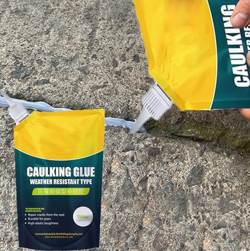 Scellant de réparation imperméable pour les fissures du béton, 200g Colle à calfeutrer pour béton, Remplisseur fissures en ciment à séchage rapide, Scellant de Réparation pour Joints (noir, 1)